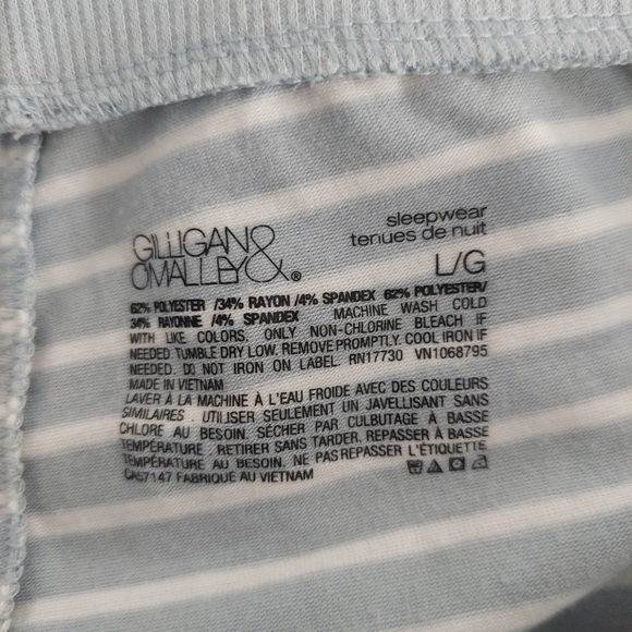 Gilligan & O'Malley pajama pants Large blue white stripes joggers drawstring - Picture 2 of 8